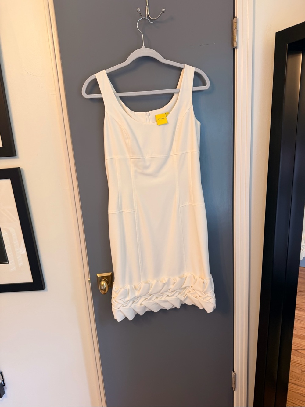 Aysha White Sleeveless Dress with Ruffled Hem